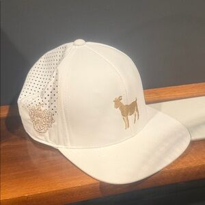 Trump national Bedminster White and Gold Cap with Goat Embroidery
